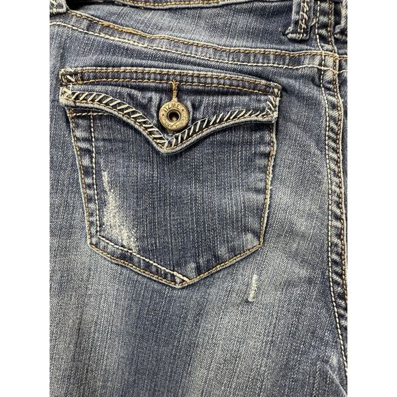 Itzme Premium Women’s Jeans Size 11 Stretch Blue Distressed Flap Pocket Straight - Picture 5 of 16
